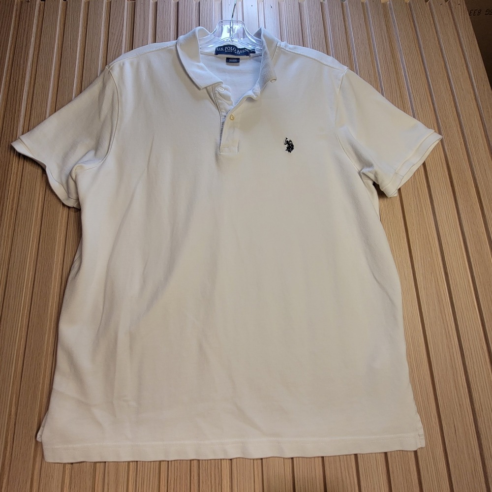 US Polo Assn Boys White Short Sleeve Polo Shirt Size L Large Embroidered Logo